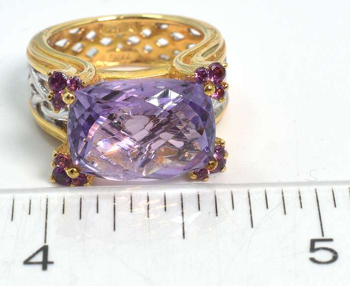 Bold Amethyst Cocktail Ring in 2-Tone Sterling Silver