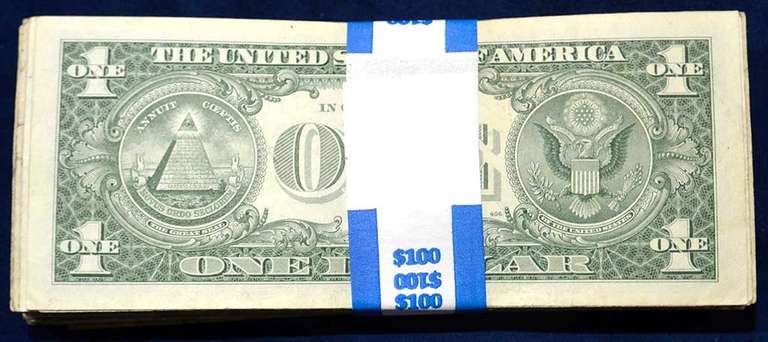 Pack of One Hundred Circulated One Dollar Silver Certificates