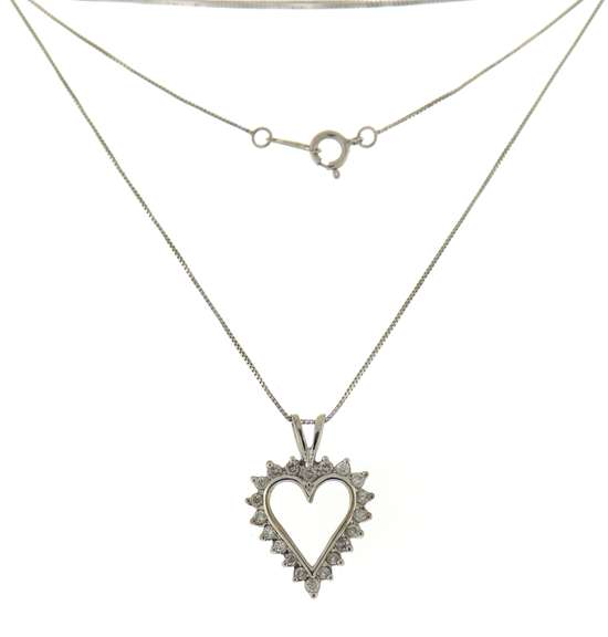 Charming Open Heart Diamond White Gold Necklace