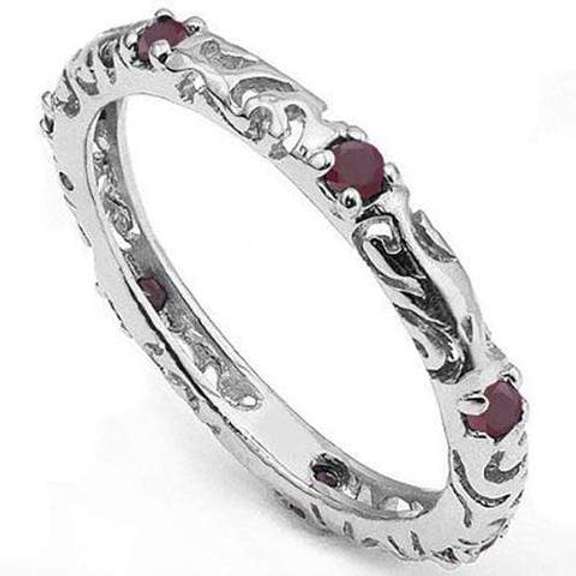 Genuine Ruby 925 Sterling Silver Eternity RingSilver Ring