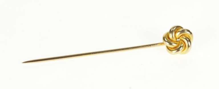 10K Yellow Gold Retro Puffy Knot Twist Spiral Stick Pin