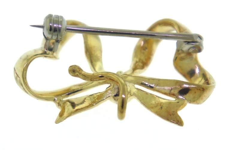 Stunning 18kt YG Ribbon Bow Brooch