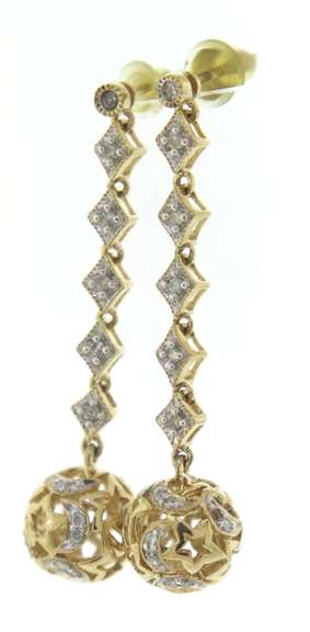 Amazing Set of Moon & Star Ball Drop Necklace w Earrings
