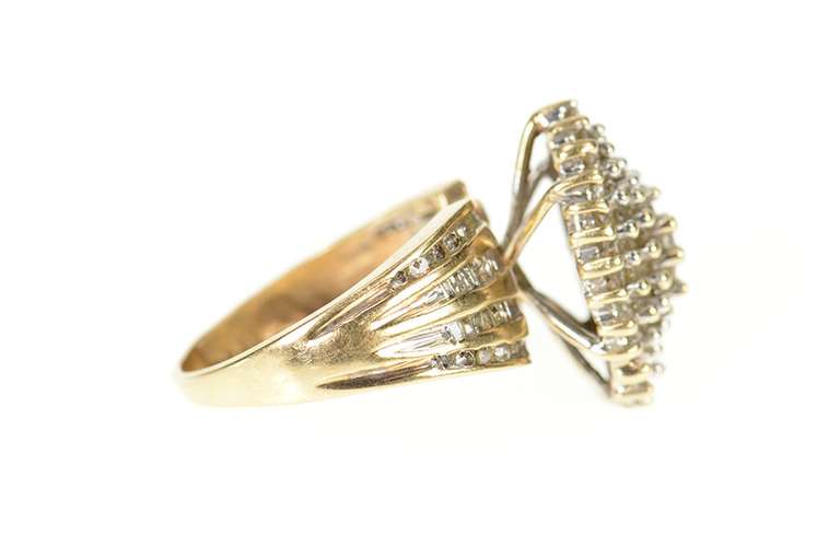 10K Yellow Gold Marquise Diamond Cluster Classic Statement Ring
