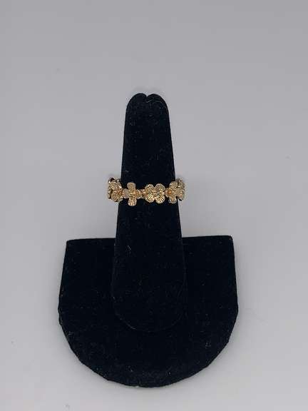 Sterling Silver & Gold Flower Band Ring