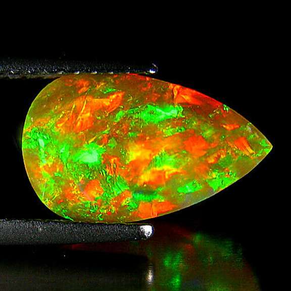 Vibrant 2.03ct floral pattern semi-black Opal