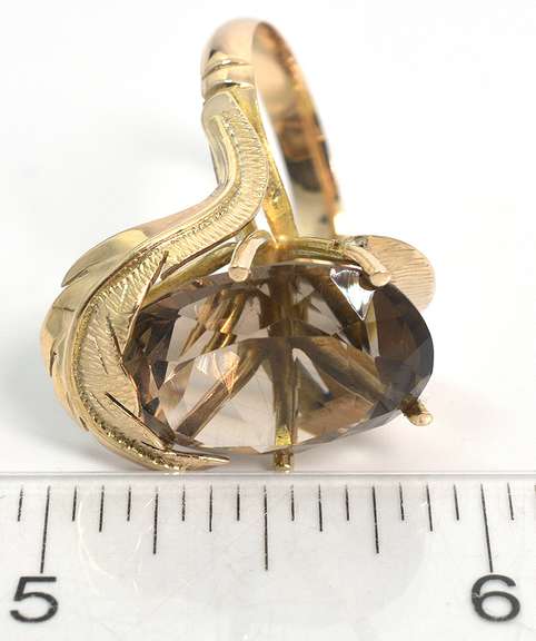 Gigantic Smokey Quartz Ring in 14KT Yellow Gold