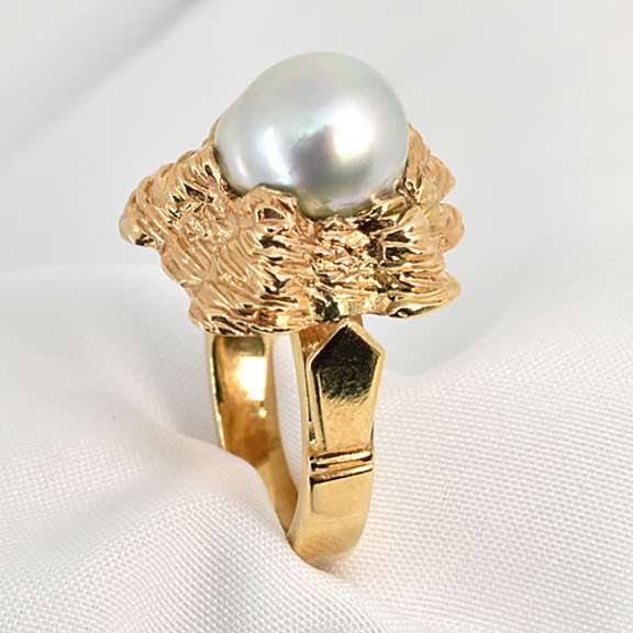 Unusual Gray Baroque Pearl Ring