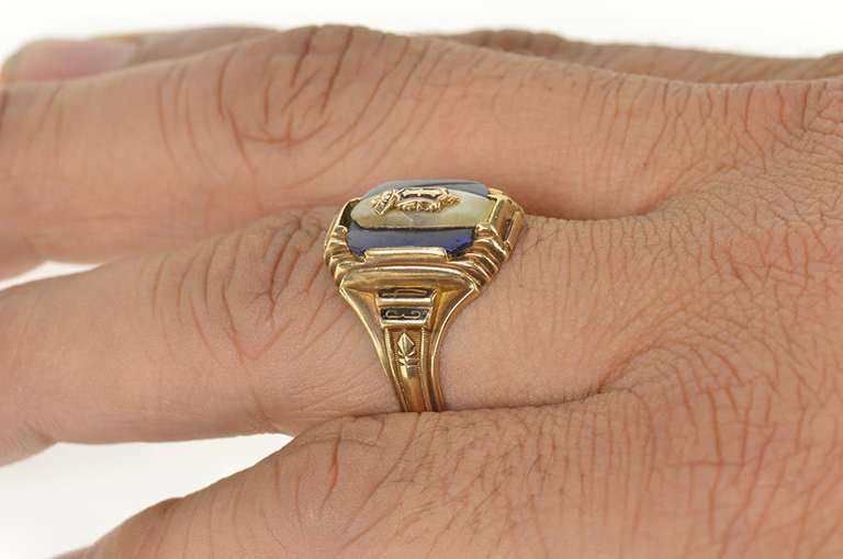 10K Yellow Gold 1943 Iberia High School Ornate Class Ring