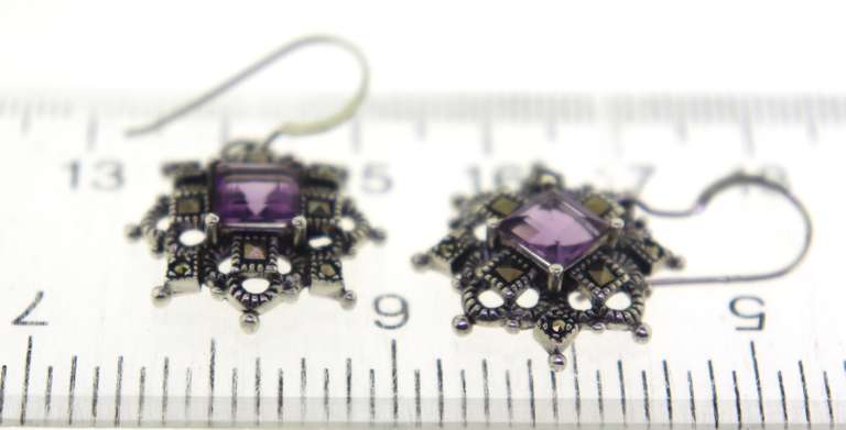 Sterling Silver Amethyst Drop Earrings