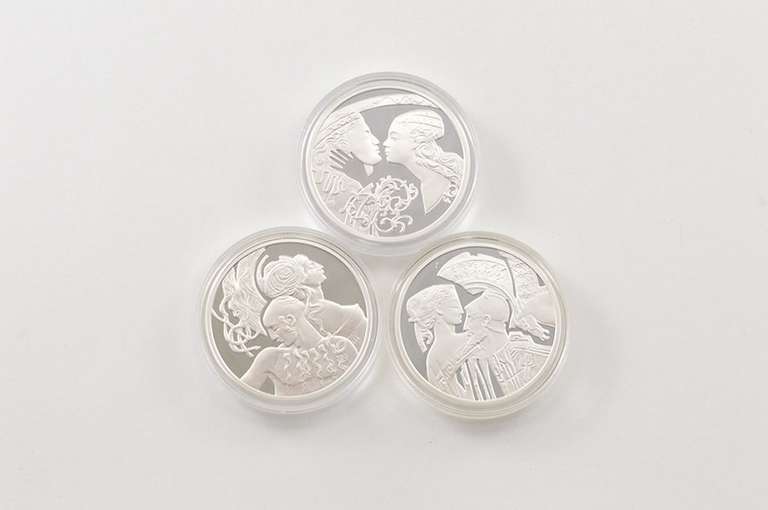 2010 Niue $1 Famous Love Stories Silver Proof 3 Coin Set Box & 2 COAs