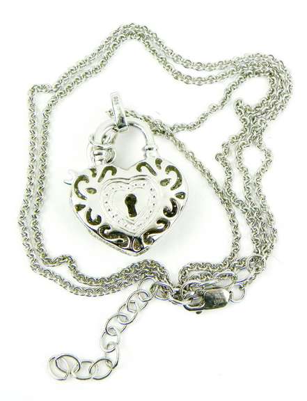 Sterling 3/4 CTTW Pave Diamond Heart Pendant & Chain