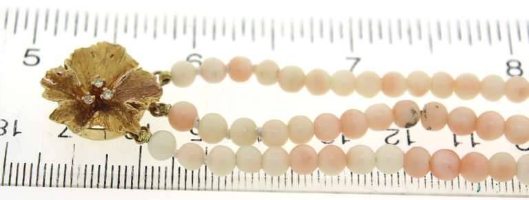 Vintage 14kt YG Coral and Diamond Bracelet