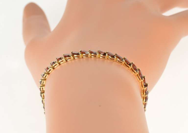 14K Yellow Gold Marquise Garnet Encrusted Fancy Tennis Bracelet