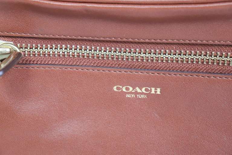 Coach Brown Leather Gold Tone Chain Purse