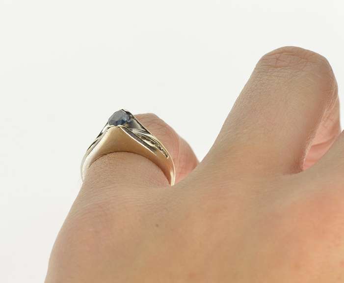 14K Yellow Gold 0.85 Ctw Marquise Sapphire Diamond Engagement Ring