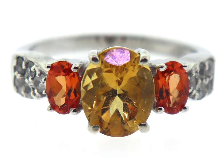 Sterling Silver Citrine and pink SApphire Ring