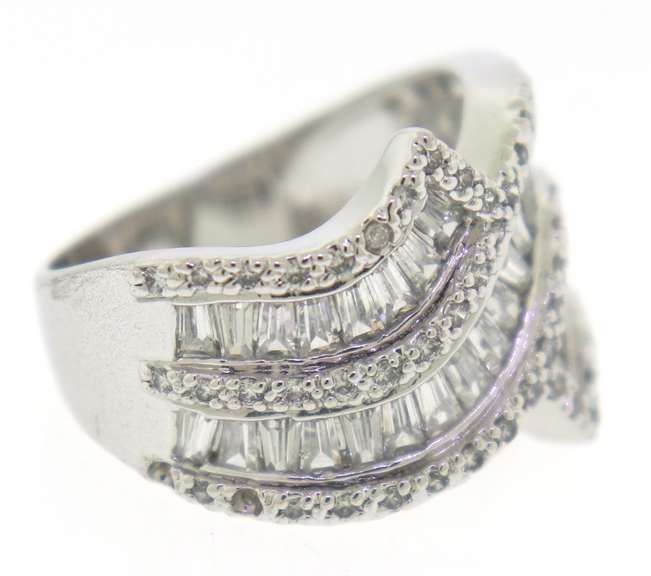 Sterling Silver Baguette And Round Ring