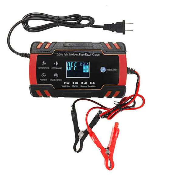 Pulse Repair LCD Battery Charger Red For Car Motorcycle