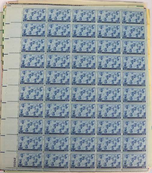 $75 Face Value In Mint Full Gum 3 Cent US Comm Sheets