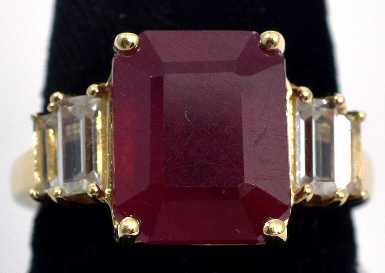 Ruby & Topaz Cocktail Ring in Yellow Gold