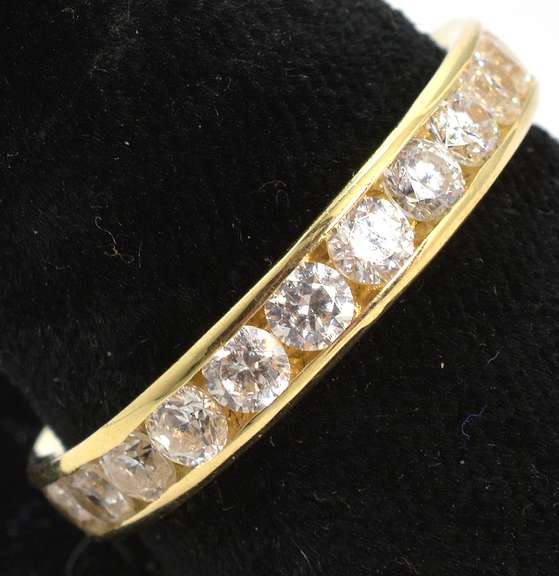 Glittering CZ Eternity Band in 14KT Yellow Gold
