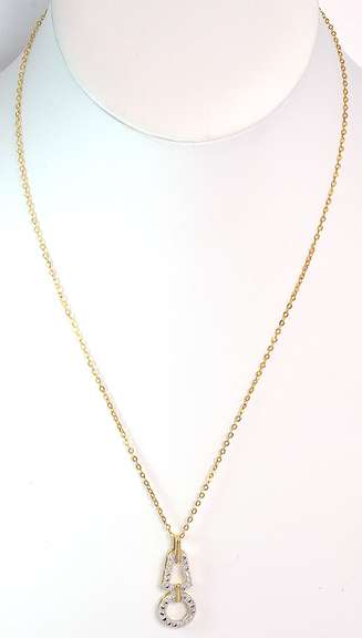 Modern Two-Tone Zipper Pull Necklace in Two-Tone Gold