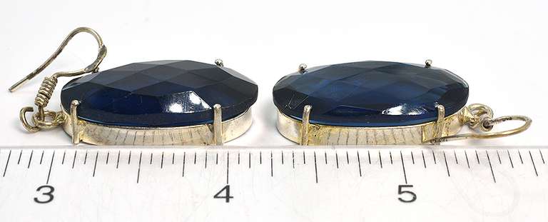 Bold, Fun, & Funky Blue Crystal Earrings in Sterling Silver