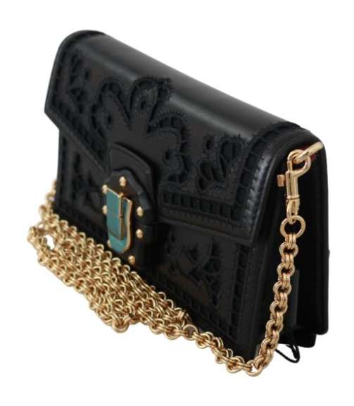 DOLCE & GABBANA  Black Shoulder Crossbody LUCIA Leather Bag