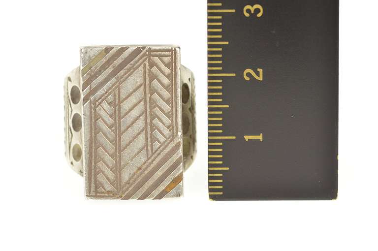 Sterling Silver Squared Geometric Ornate Statement Signet Ring