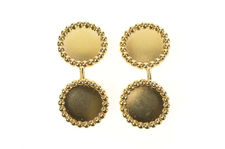 14K Yellow Gold Tiffany & Co. Round Scalloped Trim Men's Cuff Links