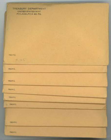7 Fresh UNOPENED 1962 US Silver Proof Sets