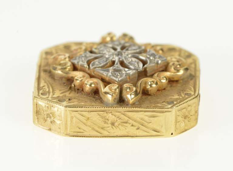 14K Yellow Gold Antique Diamond Scroll Slide Bracelet Charm/Pendant