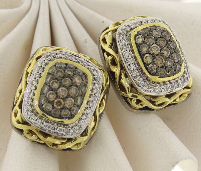 Charles Krypell Chocolate Diamond Pave Earrings