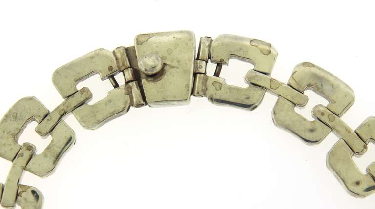 Vintage Sterling Silver Solid Open Link Collar Necklace