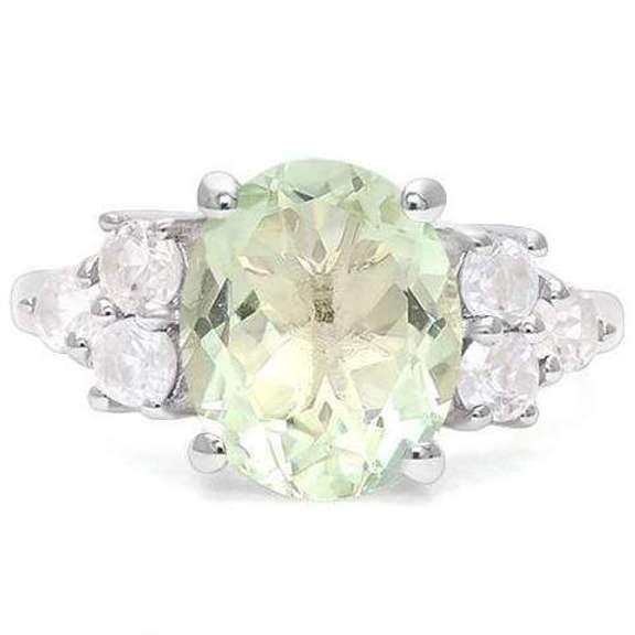 Green Amethyst and White Topaz Ring