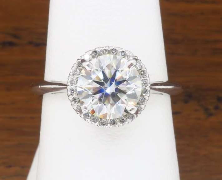 GIA Certified 1.72CTW Diamond Halo Engagement Ring