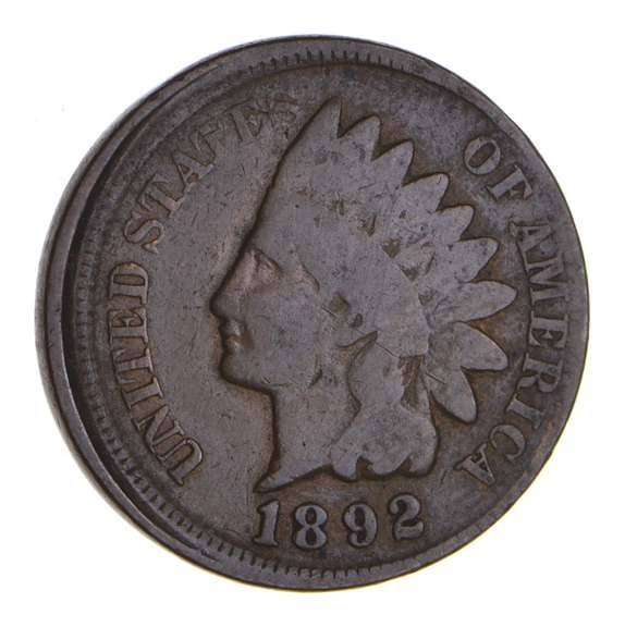1892 Indian Head Cent - Circulated - Mint Error: Off Center