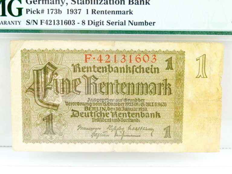 1937 Graded German Stabilization Bank Paper Money