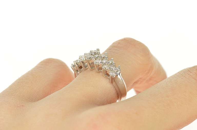 14K White Gold 1.20 Ctw Diamond Encrusted Statement Band Ring
