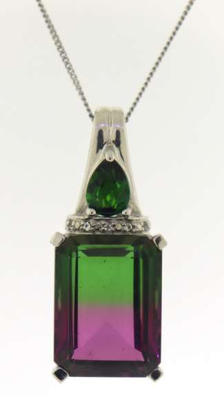 Sterling Silver Watermelon Tourmaline Necklace