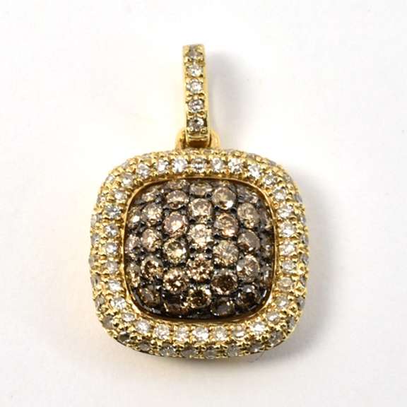 Tasteful Brown & White Diamond 14K YG Pendant