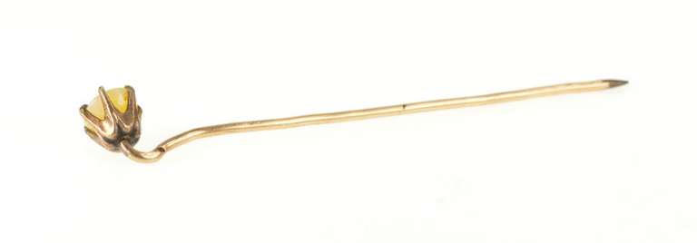 10K Yellow Gold Victorian Natural Opal Prong Inset Stick Pin