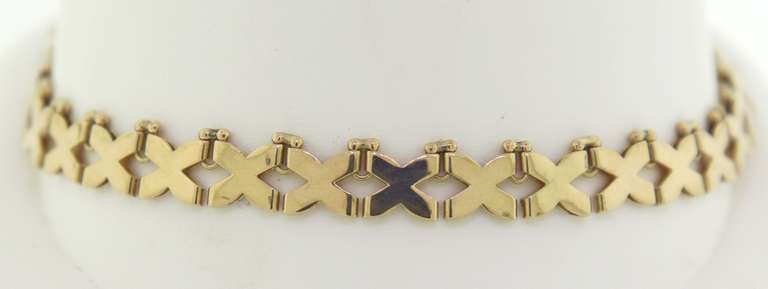 Pretty Yellow Gold X Link Line Bracelet