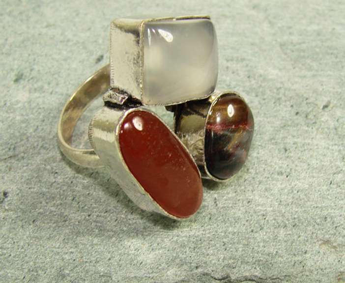Exceptional Colors Natural Stone Ethnic Handcrafted Ring
