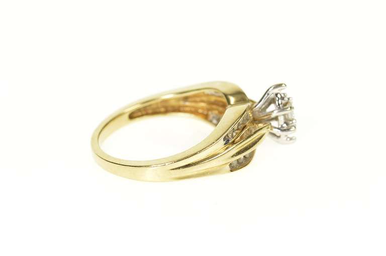 10K Yellow Gold Marquise Diamond Curved Promise Engagement Ring