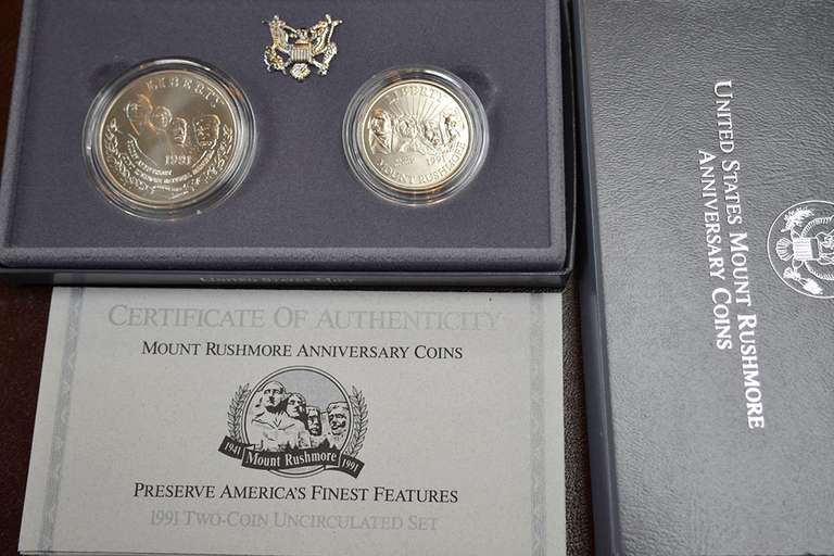 1991 Mount Rushmore Two Coin BU Set