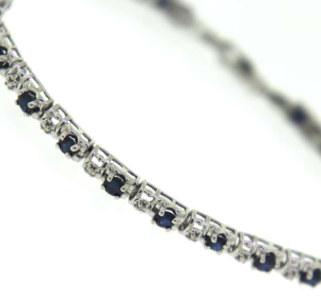 Pretty White Gold Sapphire & Diamond Alternating Bracelet