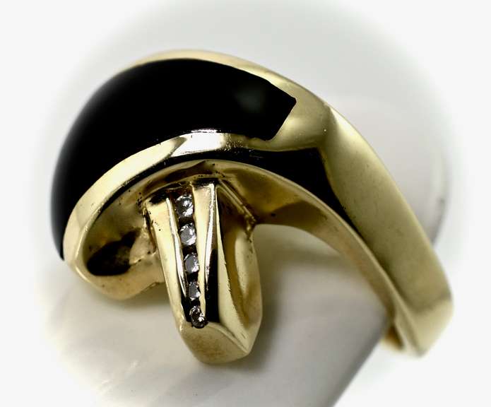 Contemporary 14K Black Onyx & Diamond Ring