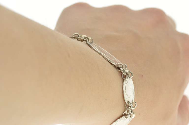 Sterling Silver Victorian Etched Love Token Canadian Coin Bracelet